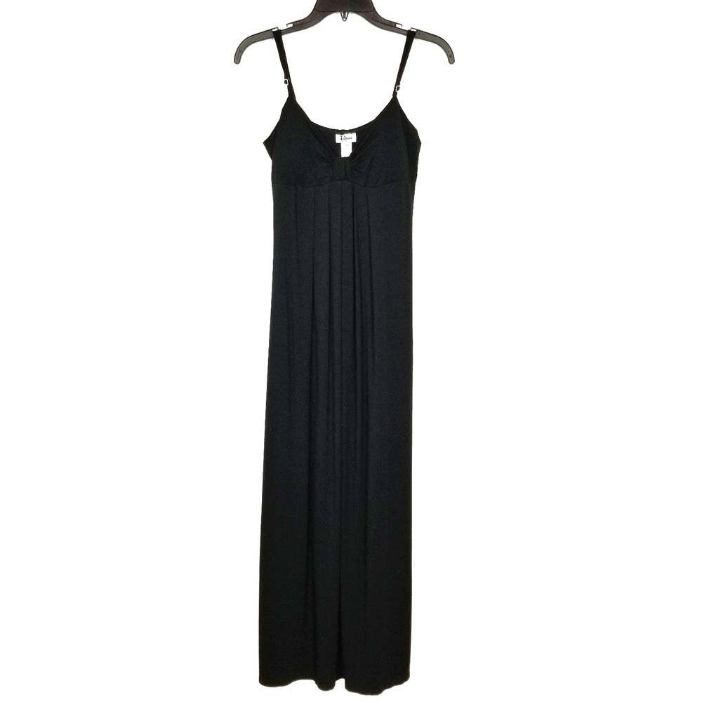 Taboo Women Babydoll Maxi Dress M Black Spaghetti Straps Y2K Stretchy Whimsigoth